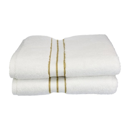 Superior 900GSM-H BTOWEL TO 900 Gsm Egyptian Cotton Bath Towel Set - White With Toast Border- 2 Pieces 900GSM(H) BTOWEL TO